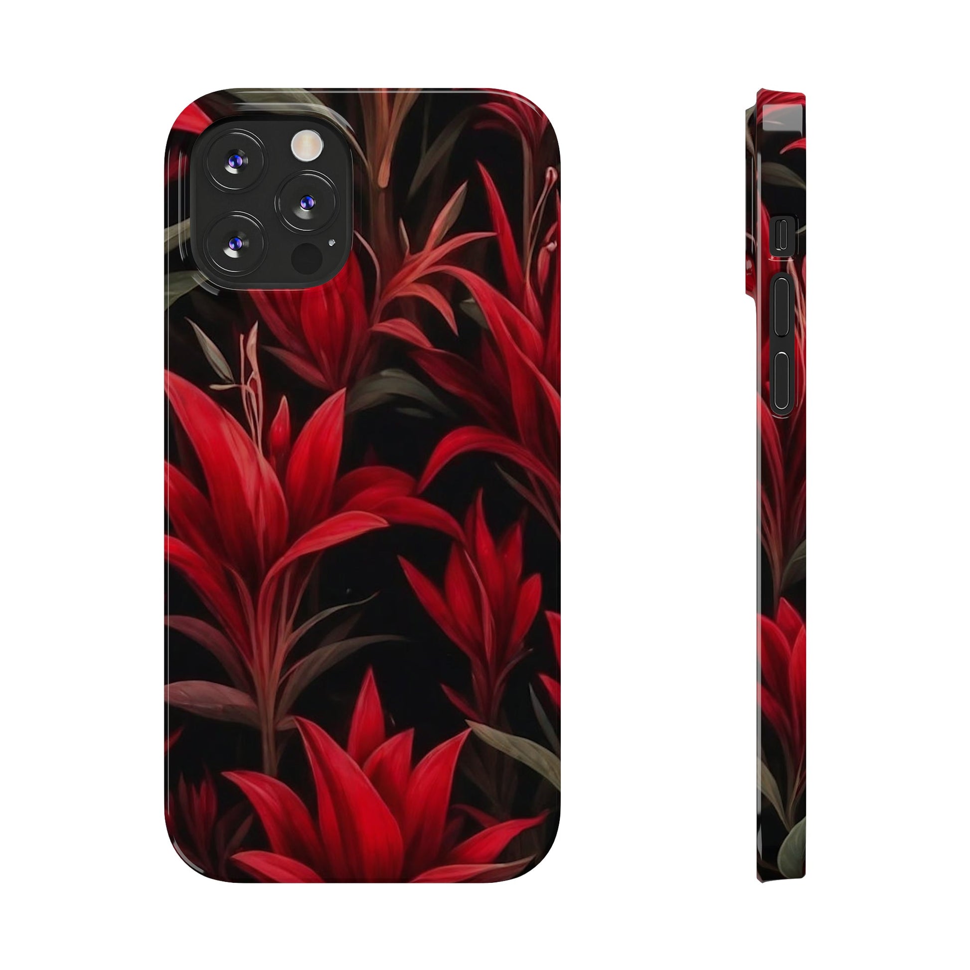 Red Flower Pattern Slim Phone Case - Colorwink