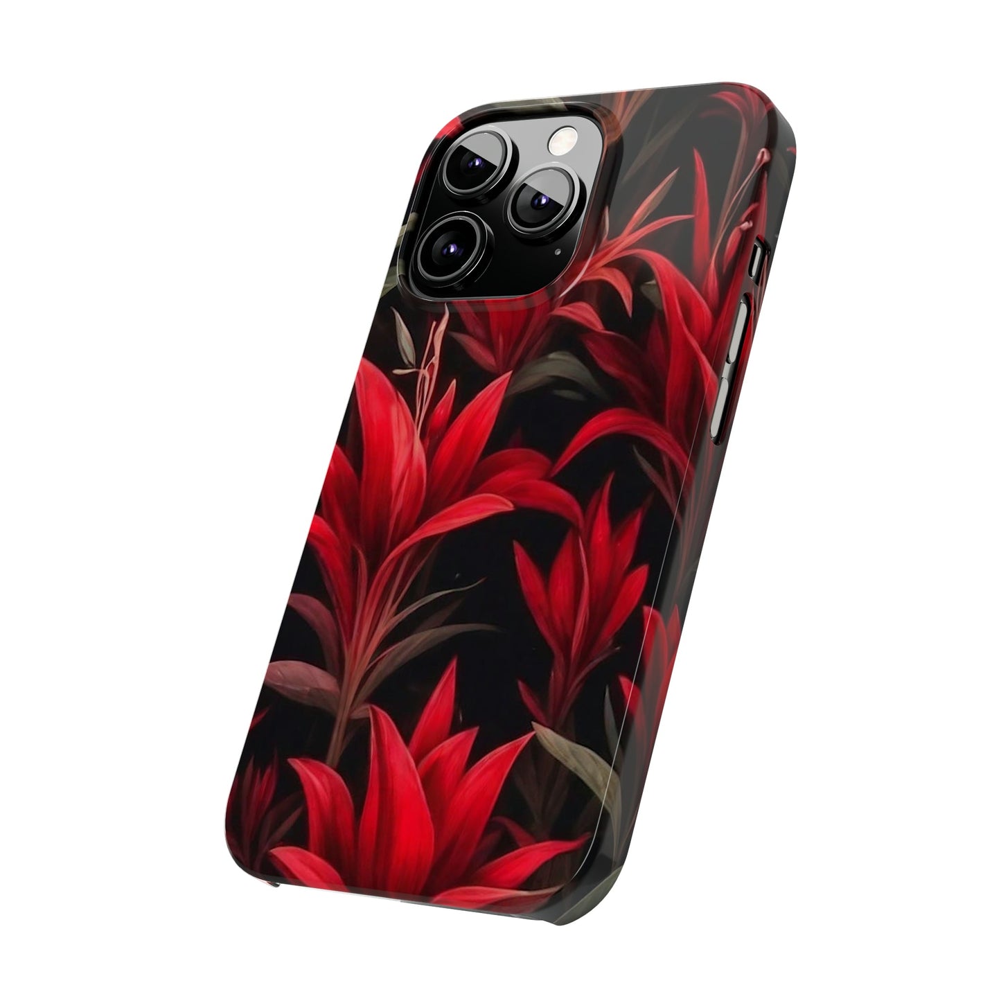 Red Flower Pattern Slim Phone Case - Colorwink