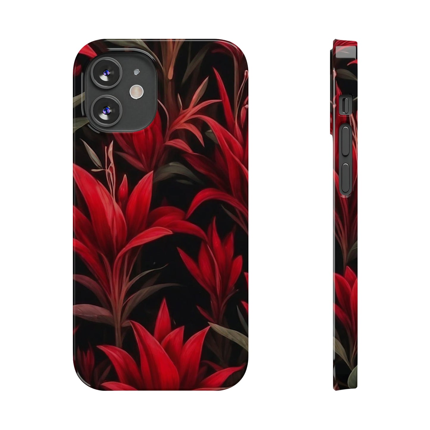 Red Flower Pattern Slim Phone Case - Colorwink