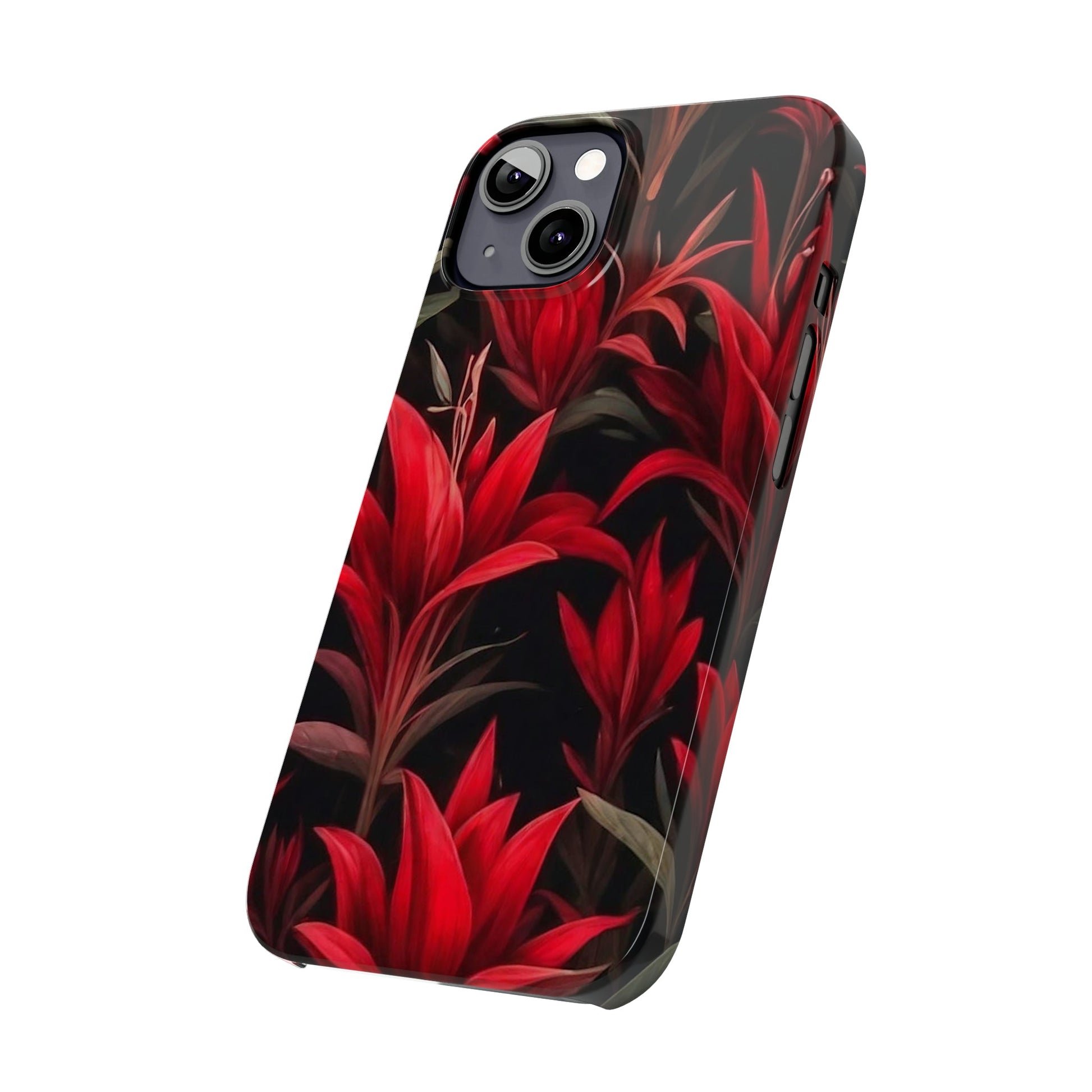 Red Flower Pattern Slim Phone Case - Colorwink