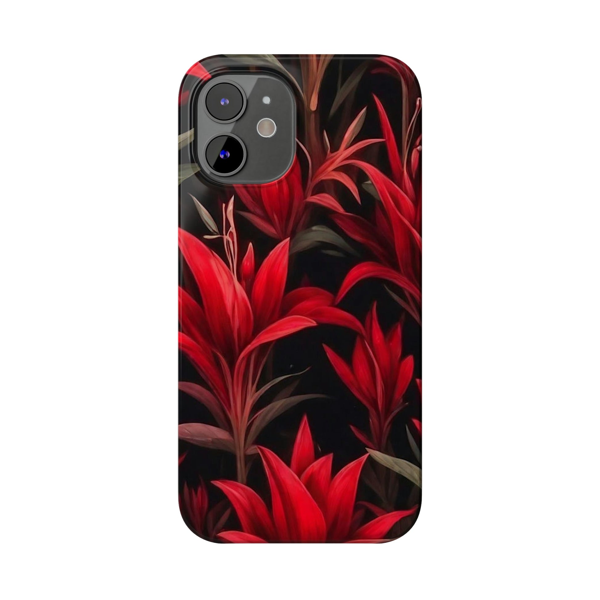 Red Flower Pattern Slim Phone Case - Colorwink