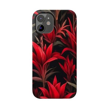 Red Flower Pattern Slim Phone Case - Colorwink