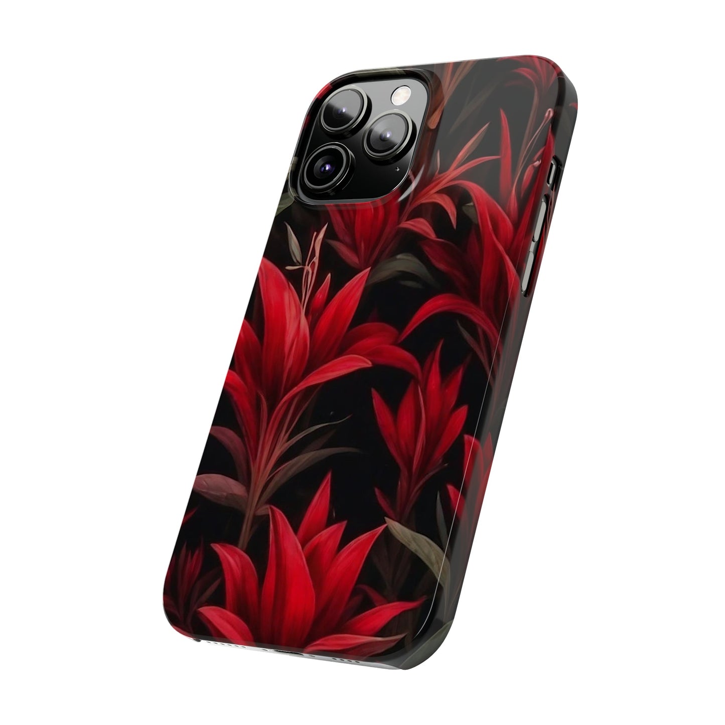 Red Flower Pattern Slim Phone Case - Colorwink