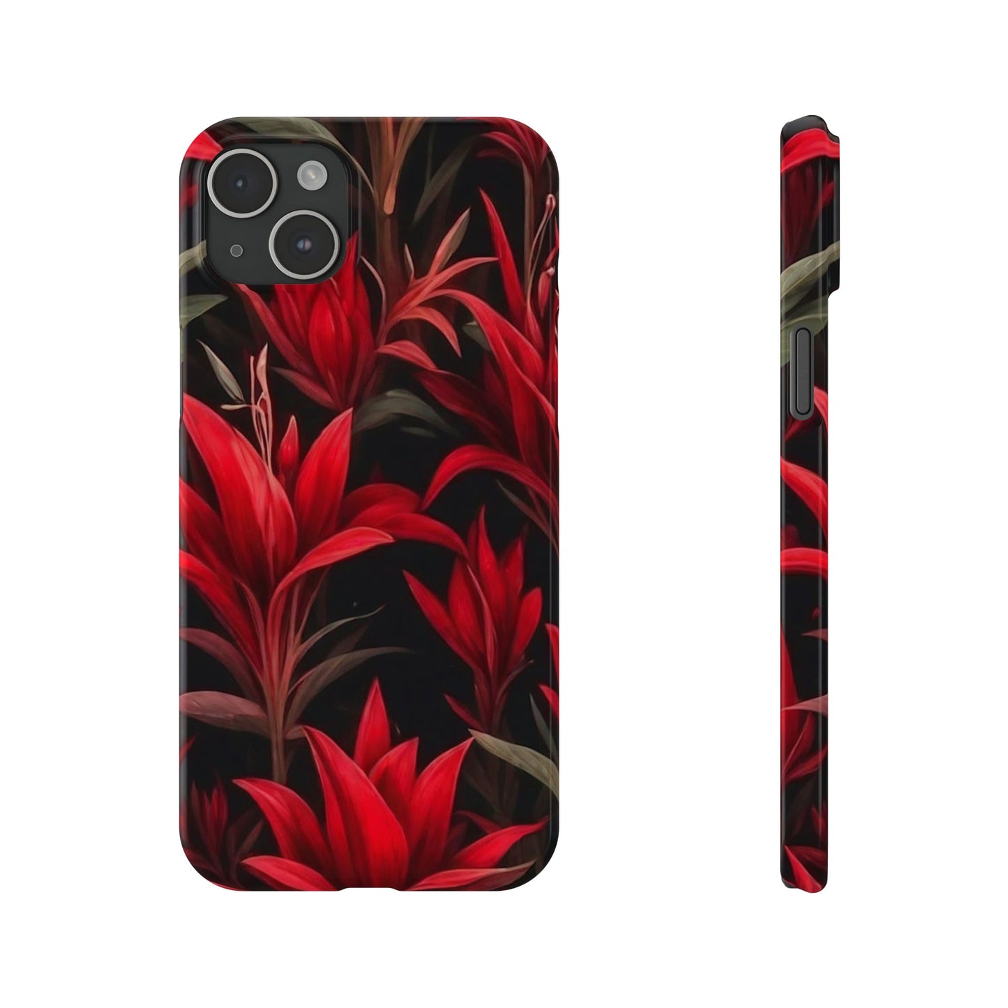 Red Flower Pattern Slim Phone Case - Colorwink