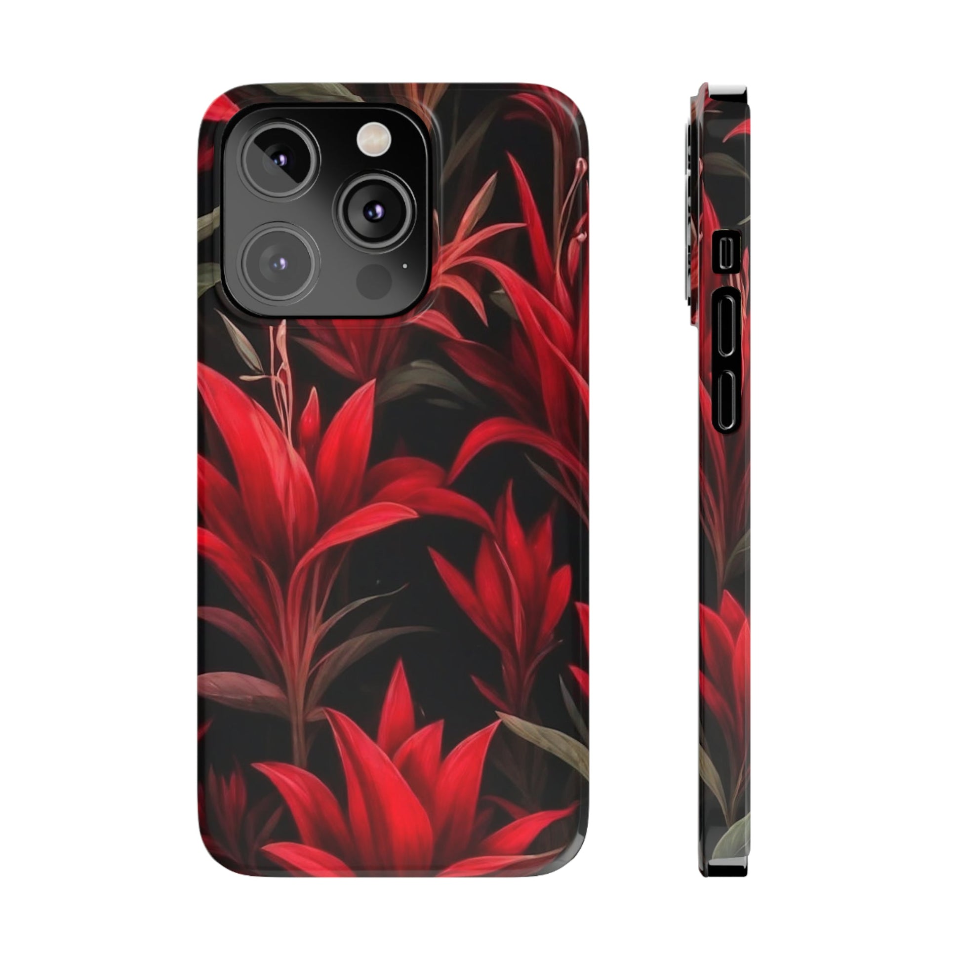 Red Flower Pattern Slim Phone Case - Colorwink