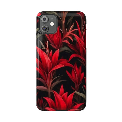 Red Flower Pattern Slim Phone Case - Colorwink