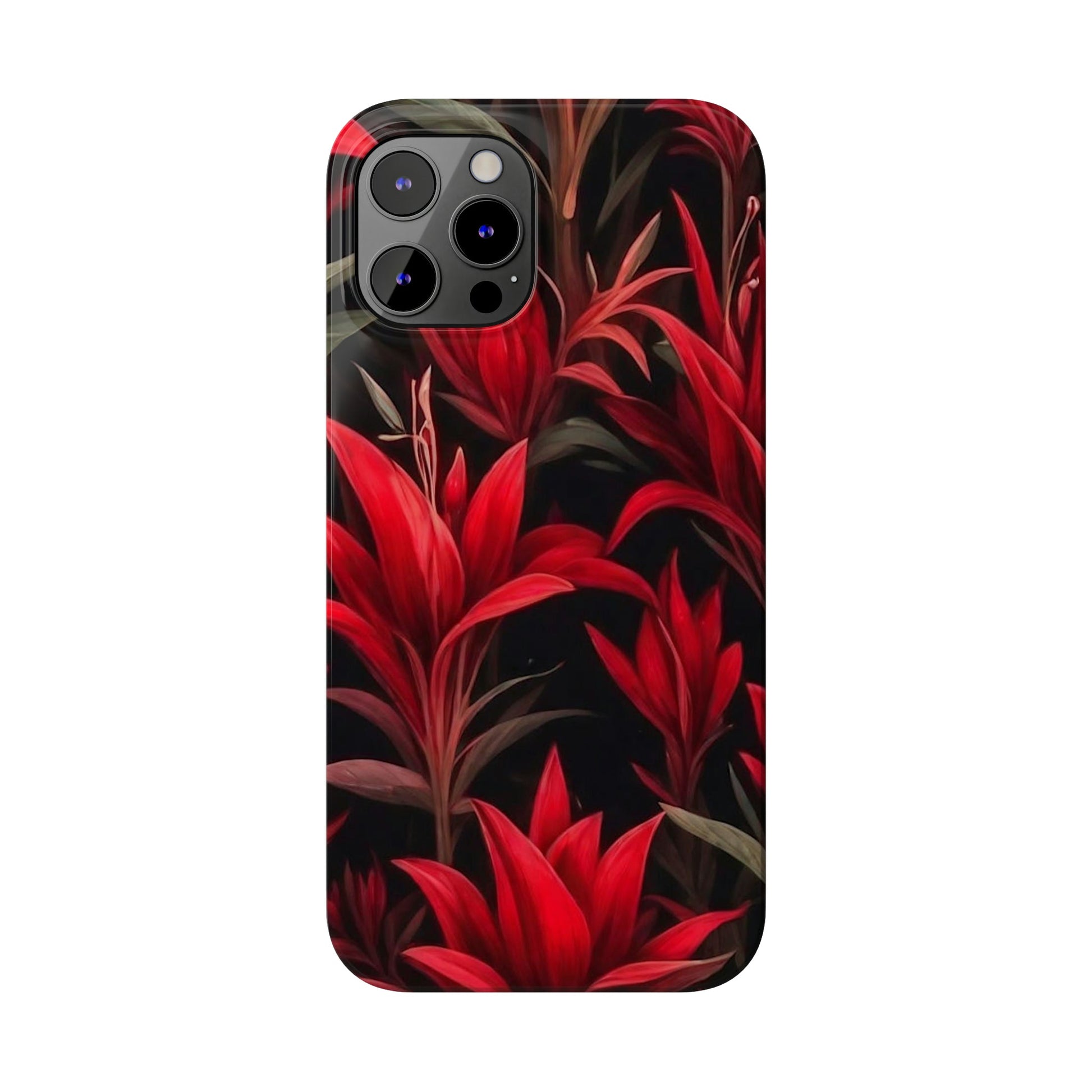 Red Flower Pattern Slim Phone Case - Colorwink