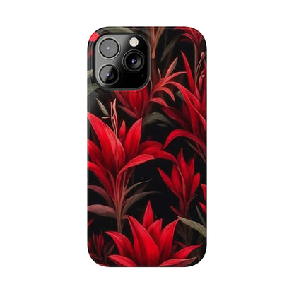 Red Flower Pattern Slim Phone Case - Colorwink