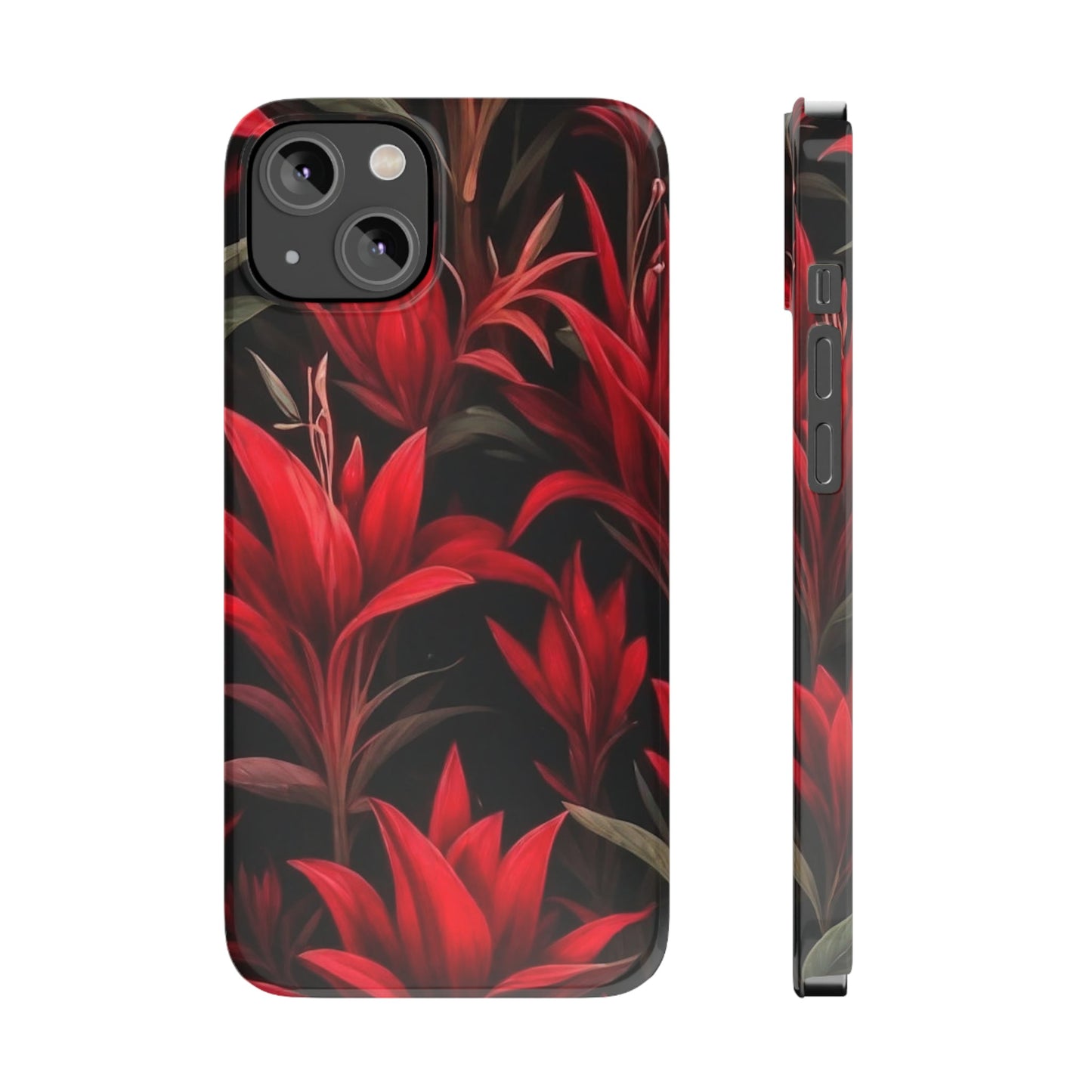 Red Flower Pattern Slim Phone Case - Colorwink