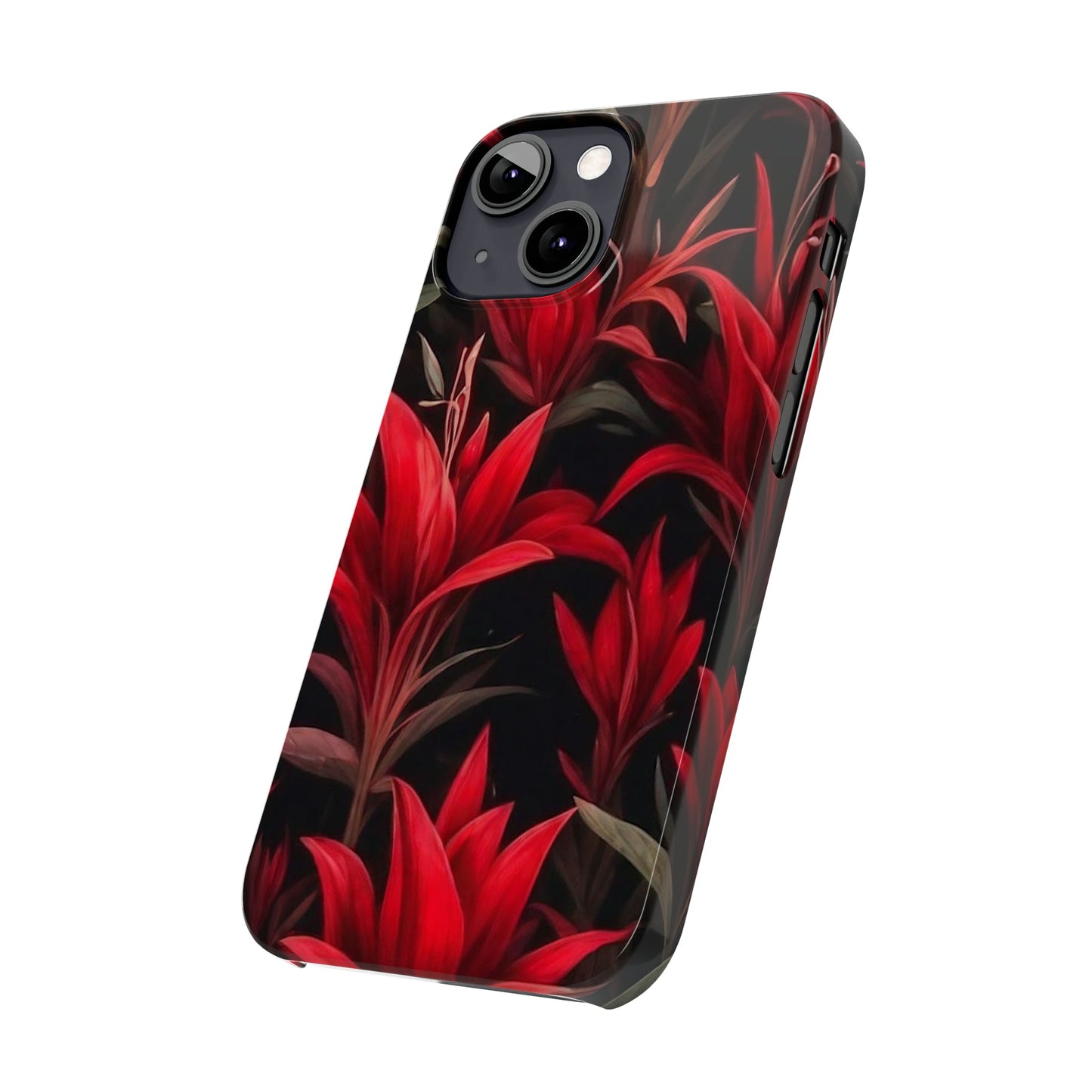 Red Flower Pattern Slim Phone Case - Colorwink