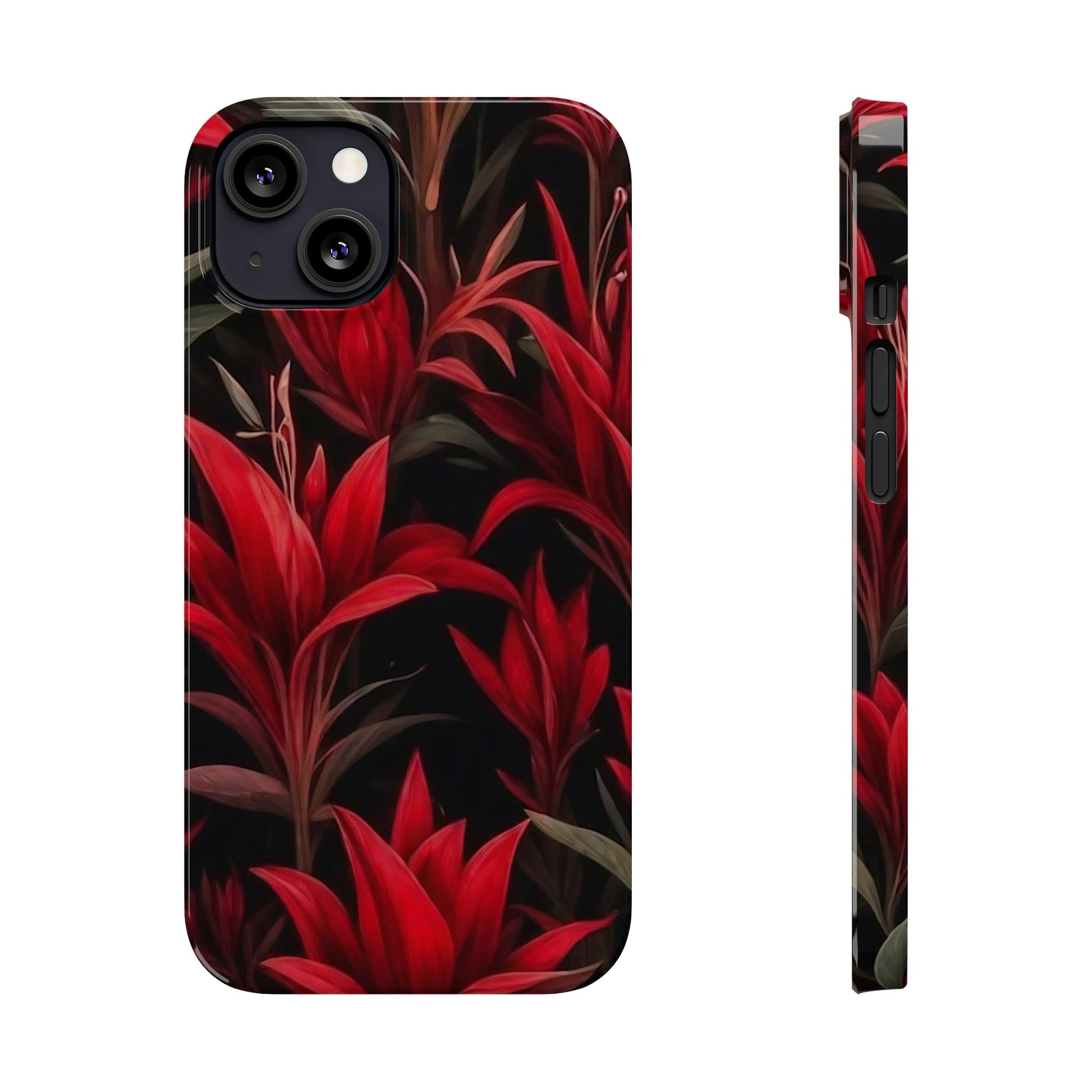 Red Flower Pattern Slim Phone Case - Colorwink