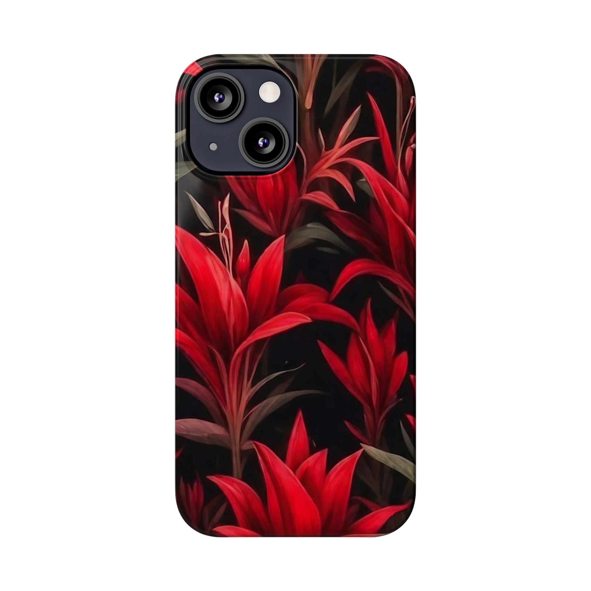 Red Flower Pattern Slim Phone Case - Colorwink