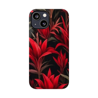 Red Flower Pattern Slim Phone Case - Colorwink