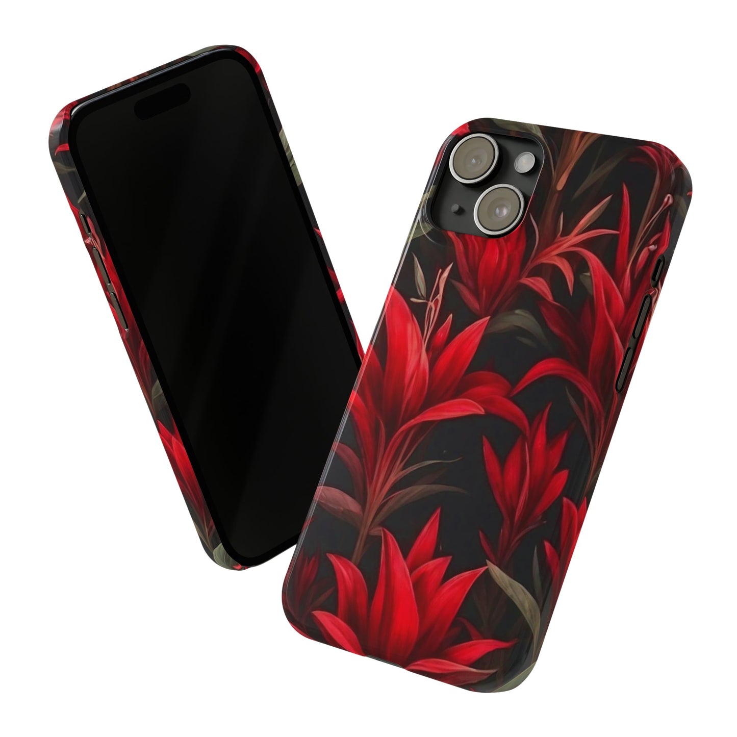 Red Flower Pattern Slim Phone Case - Colorwink