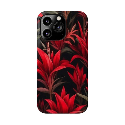 Red Flower Pattern Slim Phone Case - Colorwink