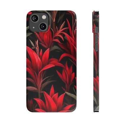 Red Flower Pattern Slim Phone Case - Colorwink