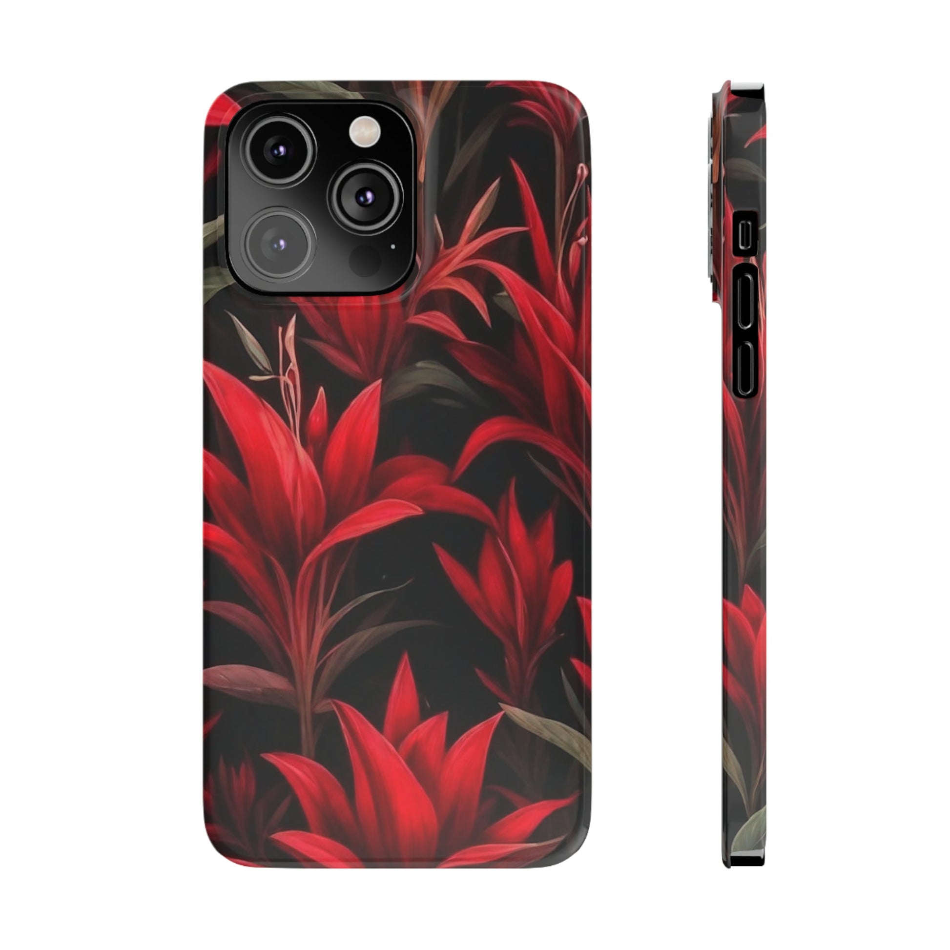 Red Flower Pattern Slim Phone Case - Colorwink