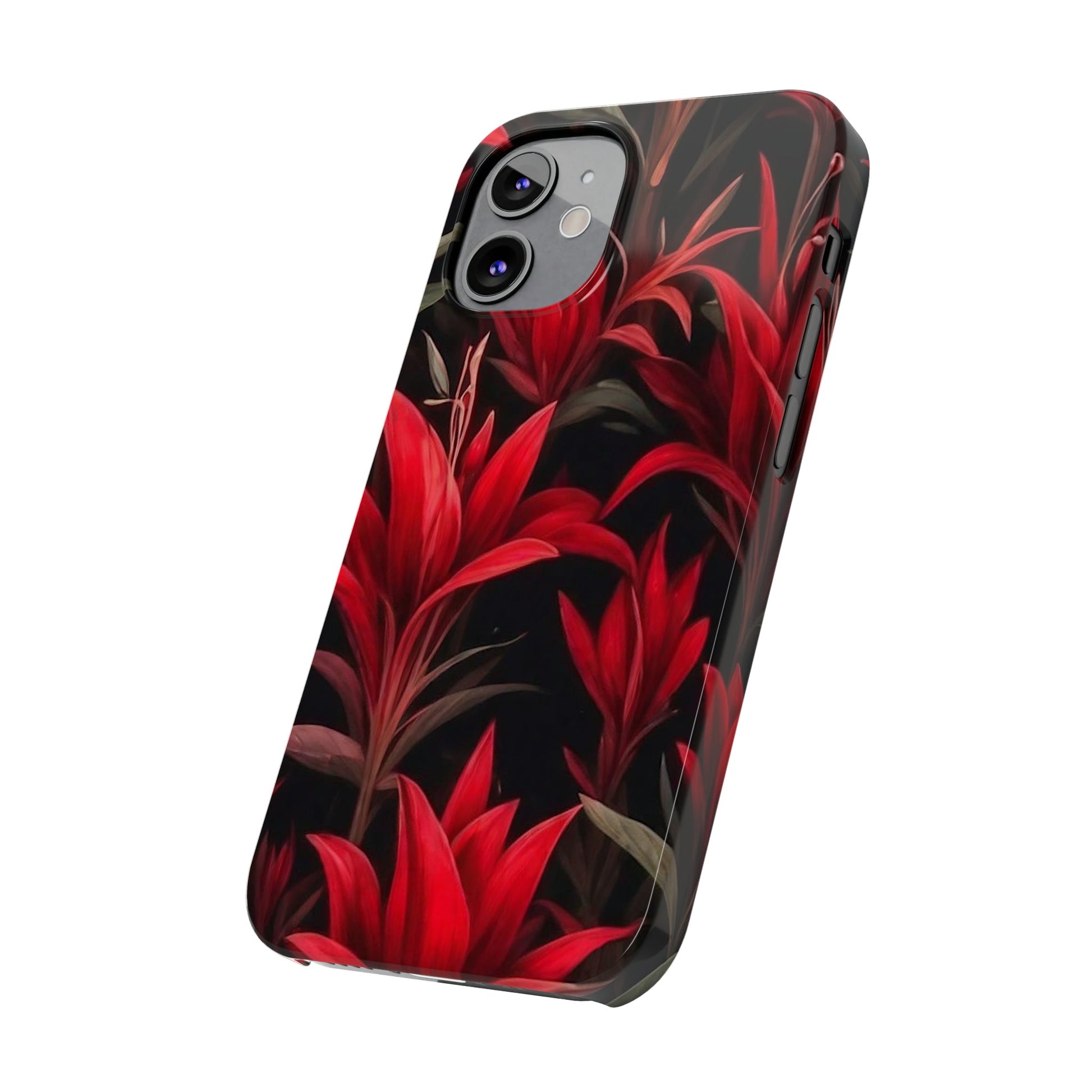 Red Flower Pattern Slim Phone Case - Colorwink