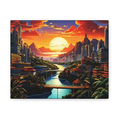 Riverside Cityscape Art Canvas - Colorwink