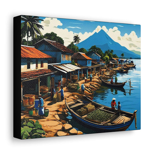 Rural Trading Village Art Canvas - Colorwink