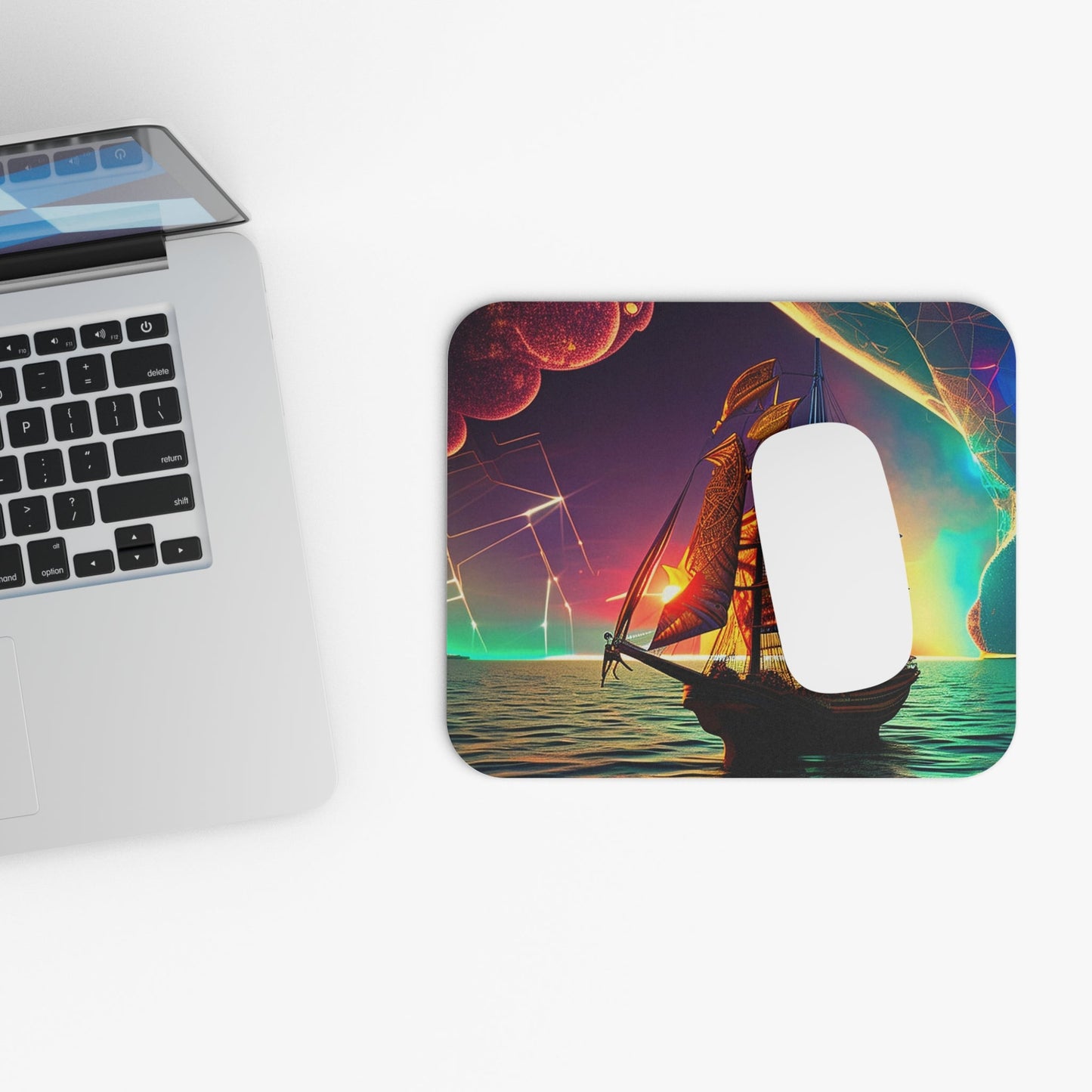 Ship in the Cosmic Sea Mouse Pad - Colorwink