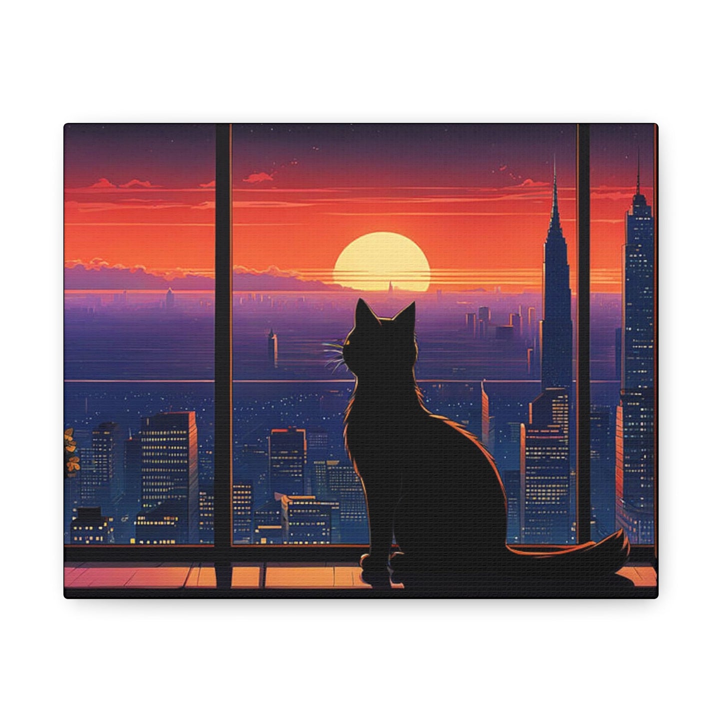 Silhouette of Cat Canvas - Colorwink