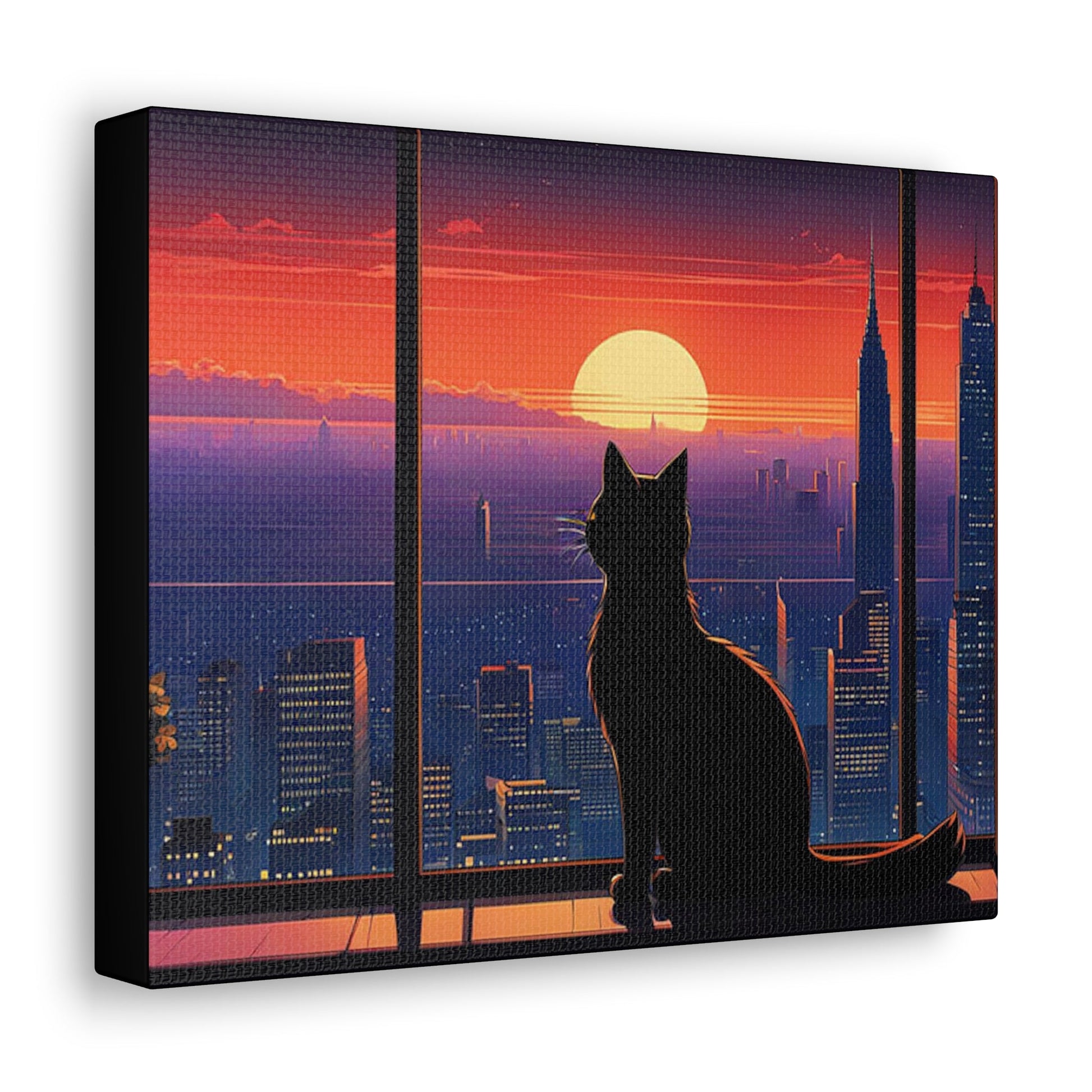 Silhouette of Cat Canvas - Colorwink