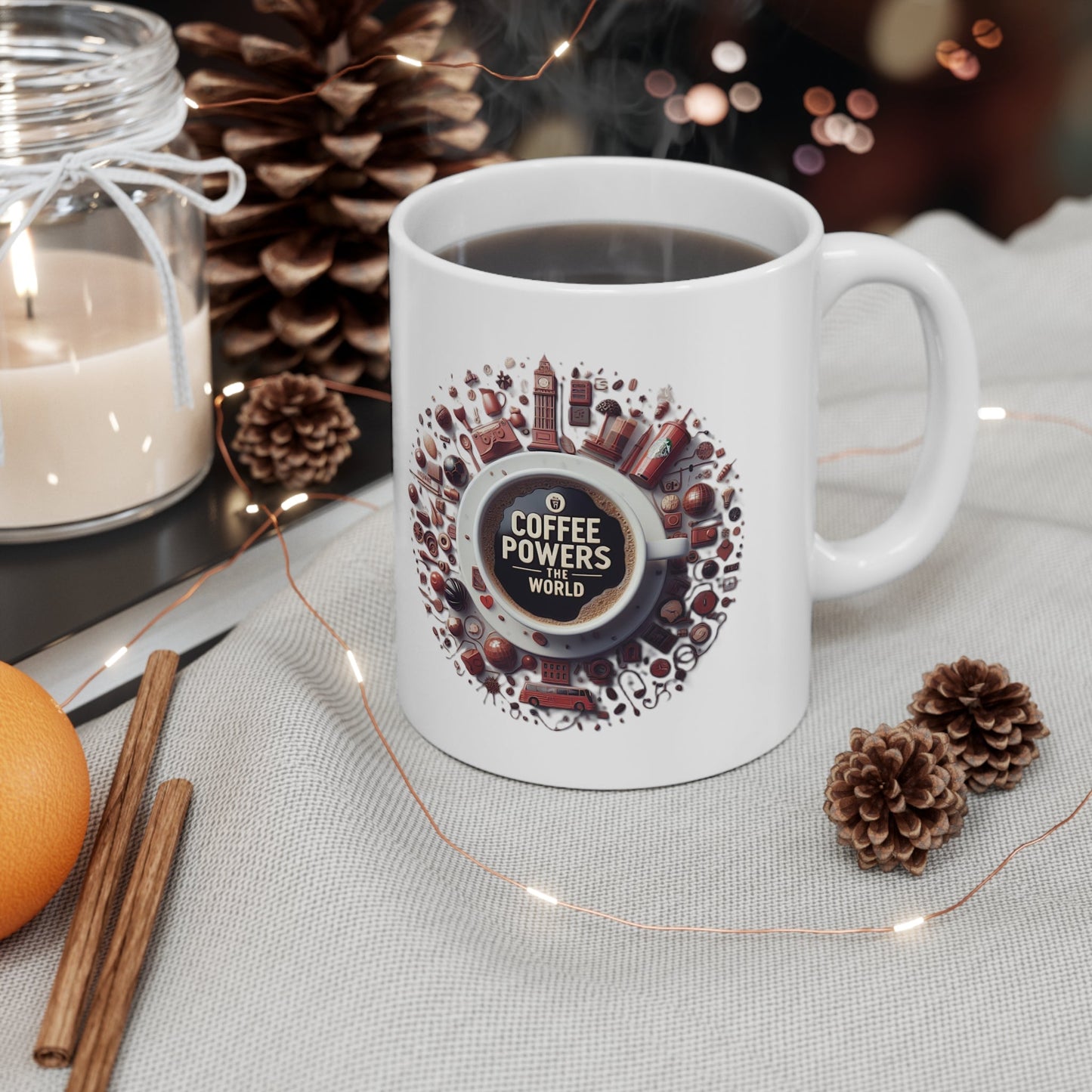 "Coffee Powers the World" Ceramic Mug - Colorwink